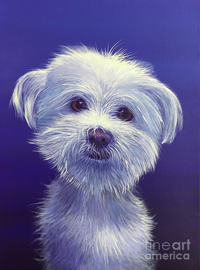 White Dog 2 Painting by Hunter Jay