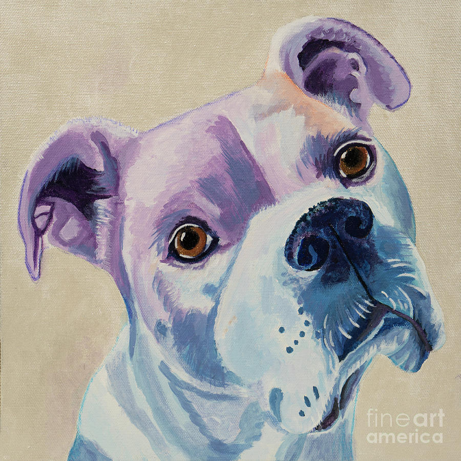 White Dog Portrait Painting by Robyn Saunders