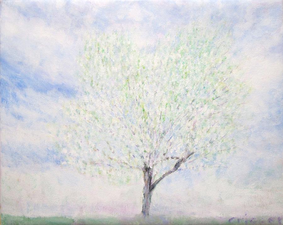White Dogwood Tree Painting by Glenda Crigger