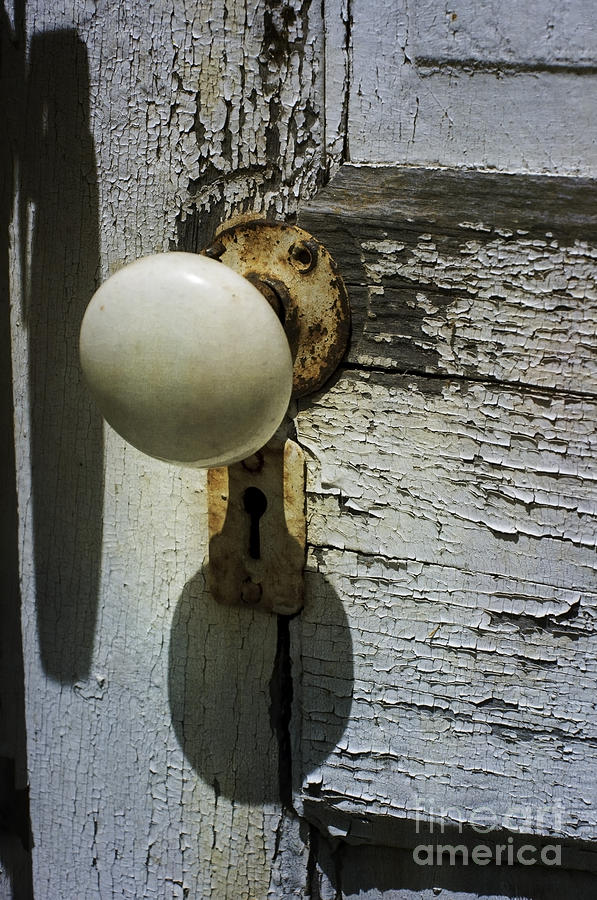 White Doorknob  Photograph by Debra Fedchin