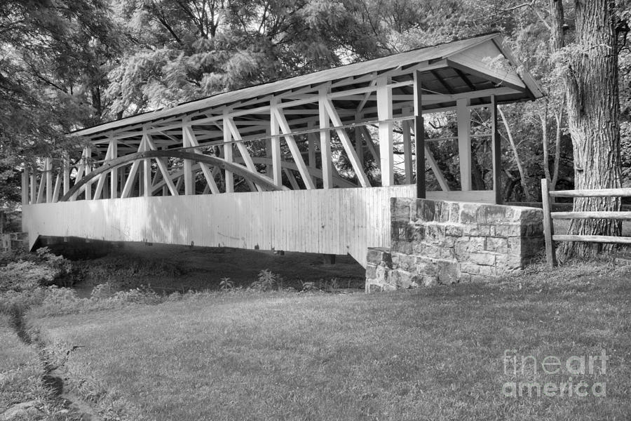White Dr. Kinsely Covered Bridge Black And White Photograph by Adam Jewell