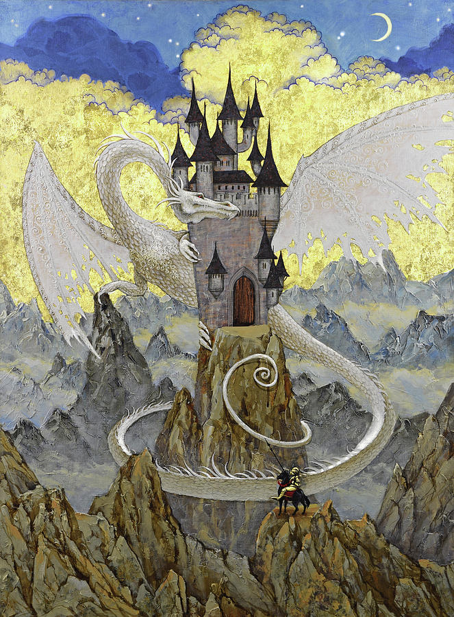 Dragon Painting -  White Dragon by Natalya Mosyagina