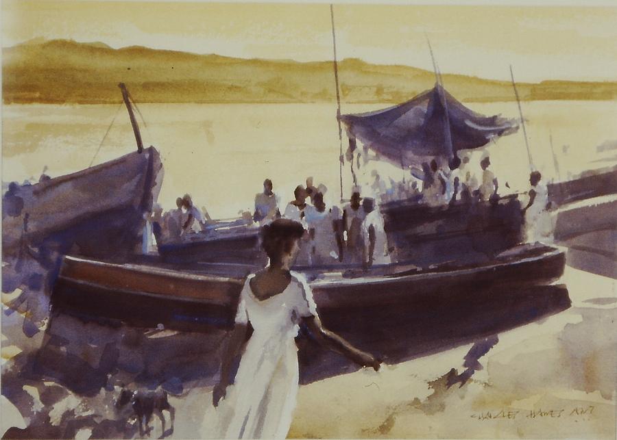 Boat Painting - White Dress by Charles Hawes