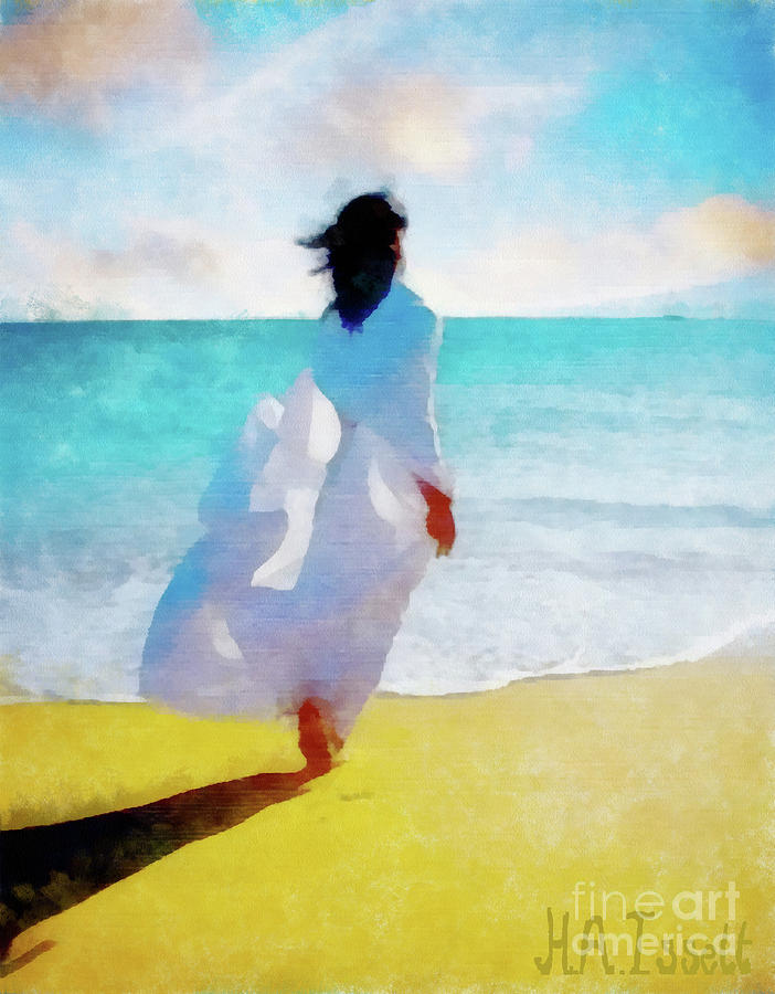 White Dress on th Beach Digital Art by Humphrey Isselt
