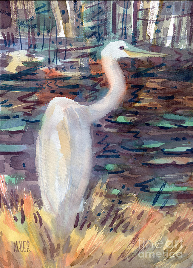 White Egret Painting by Donald Maier