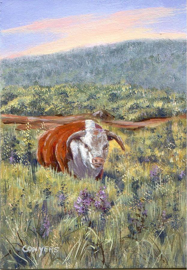 Hereford Bull Painting - White Face Bull by Peggy Conyers Hereford Bull Painting - White Face Bull by Peggy Conyers