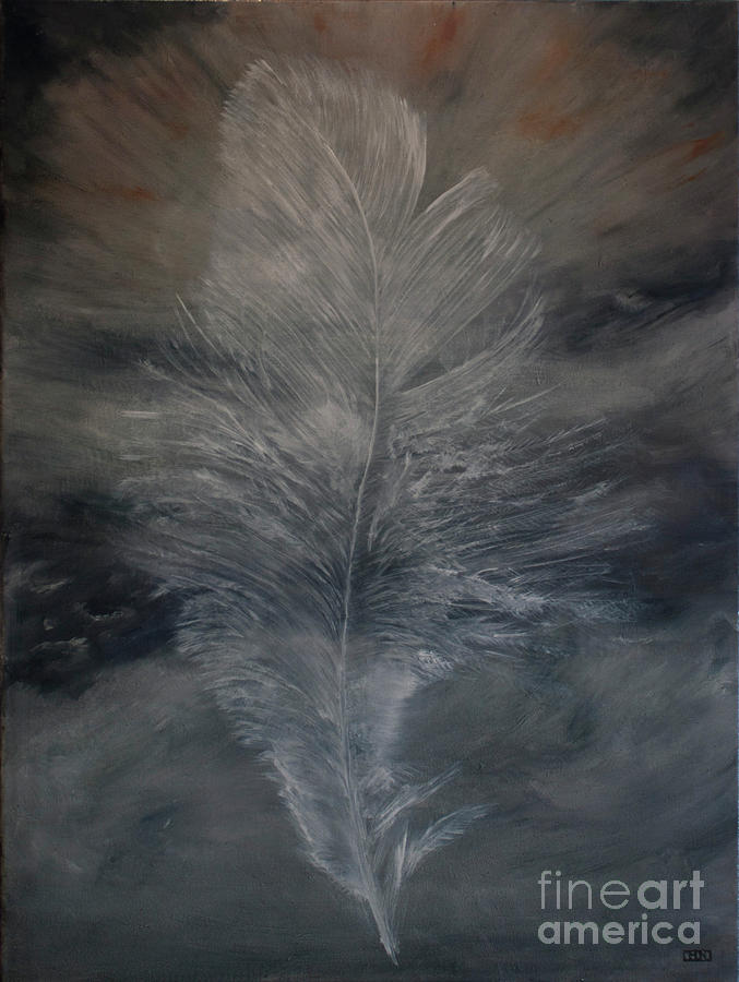 Bird Painting - White Feather by Julie Bond