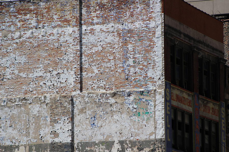 White Flaking Paint on Brick Building Photograph by Colleen Cornelius