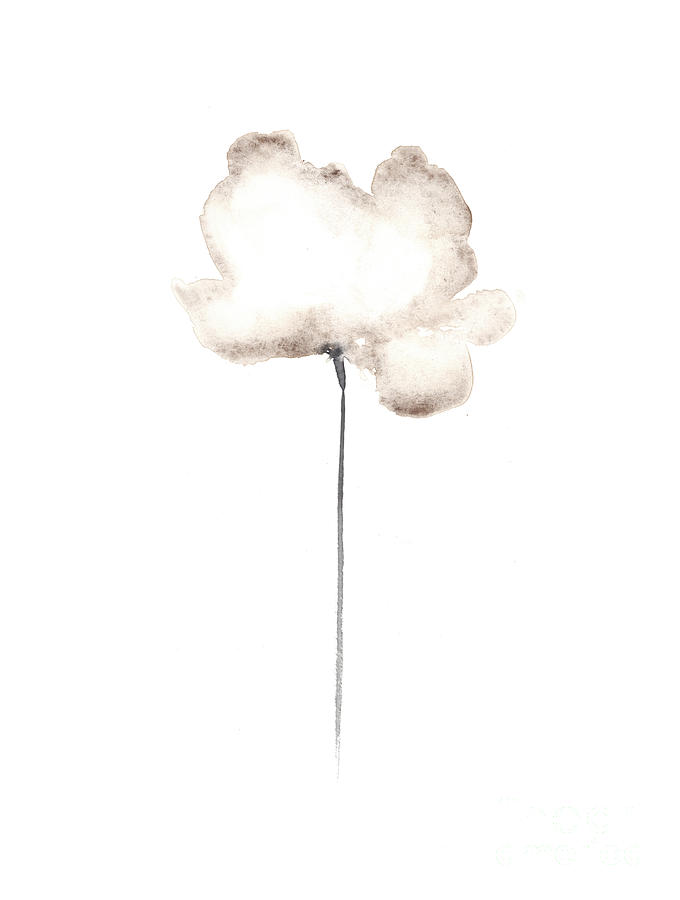 Poppy Painting - White flower minimalist painting by Joanna Szmerdt