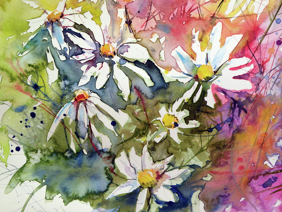 White flowers II cd Painting by Kovacs Anna Brigitta