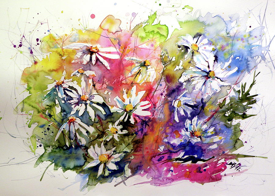 White flowers II Painting by Kovacs Anna Brigitta