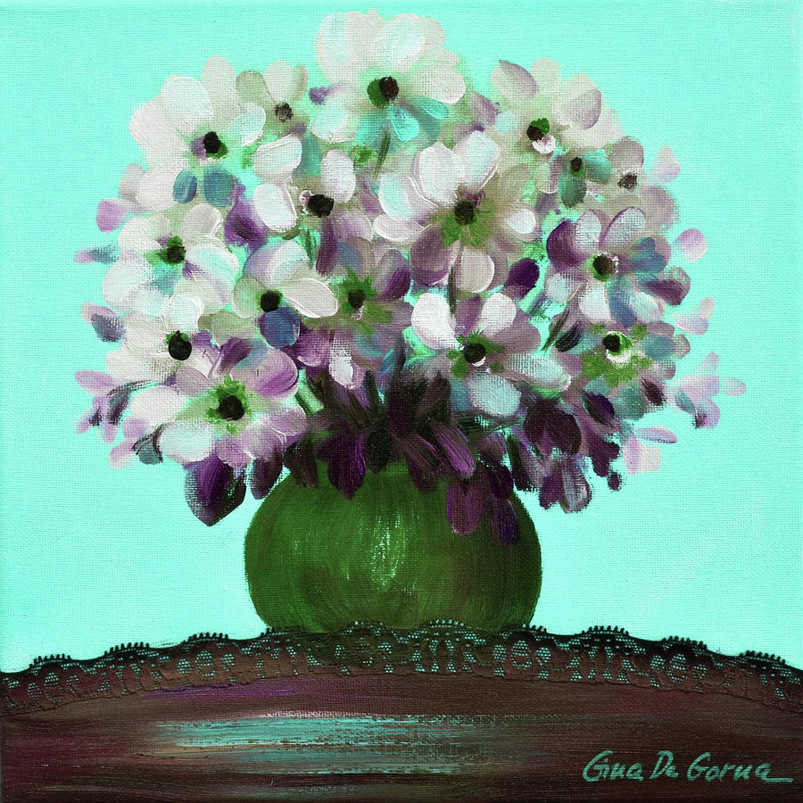White Flowers in a Vase Painting by Gina De Gorna