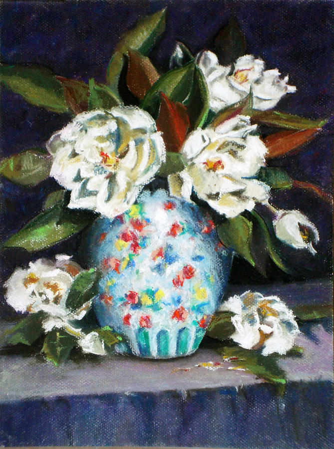 White Flowers Pastel by Karen Coggeshall