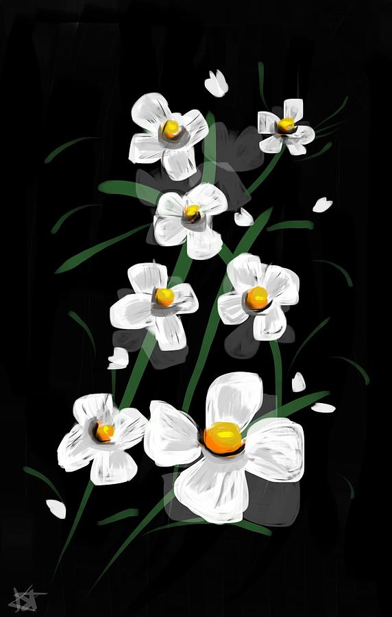 White flowers  Painting by Kathleen Hromada