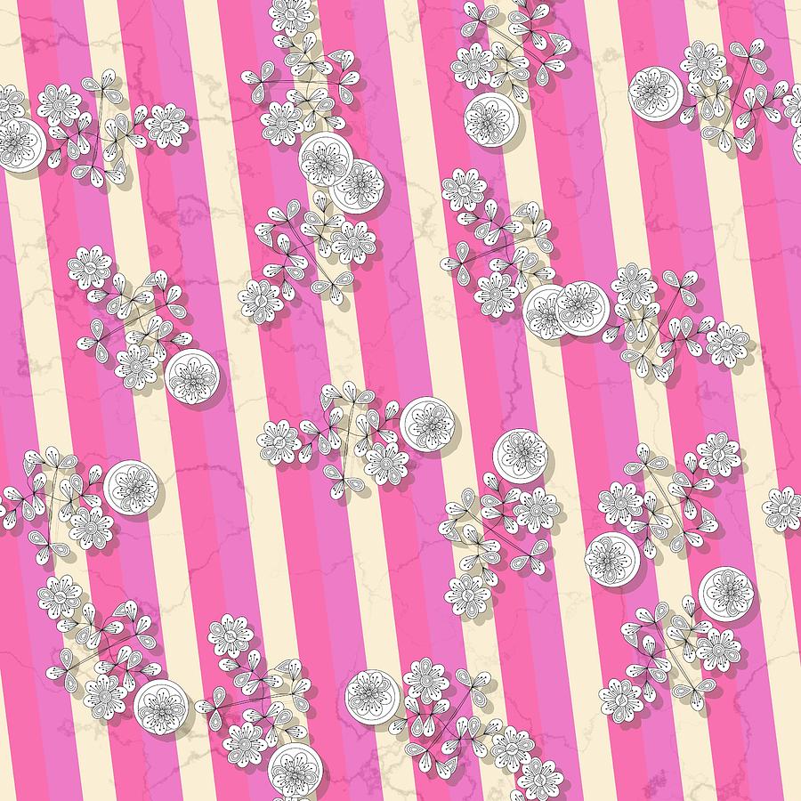 White flowers on oblique striped pink yellowish background by Lenka Rottova White flowers on oblique striped pink yellowish background by Lenka Rottova