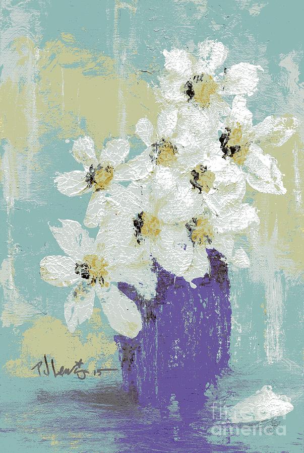 White Flowers Painting by PJ Lewis