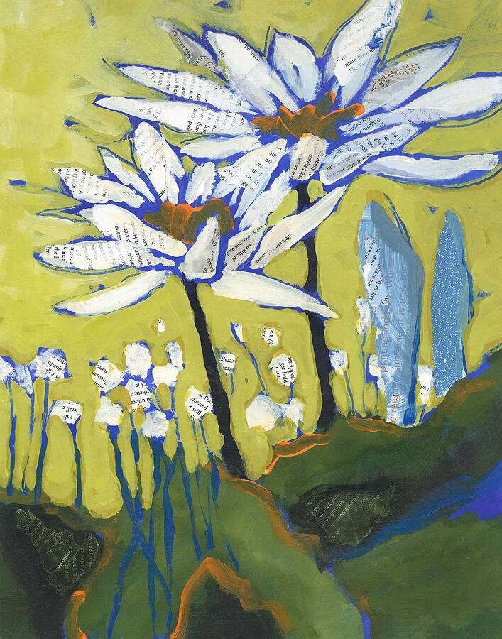 White Flowers Painting by Shelli Walters