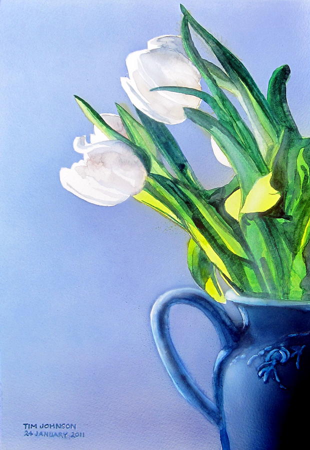 White Flowers Painting by Tim Johnson