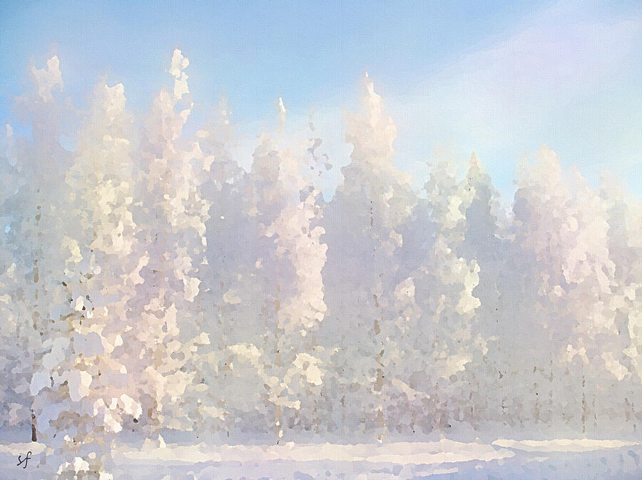 White Forest Morning Mixed Media by Shelli Fitzpatrick
