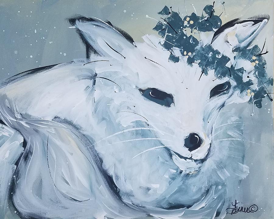 White Fox Painting by Terri Einer