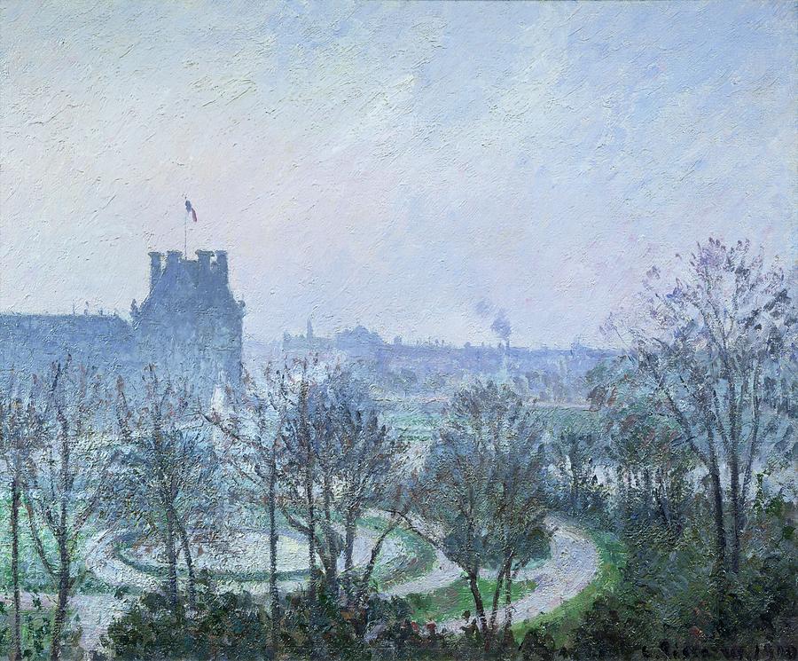 White Frost Jardin des Tuileries Painting by Camille Pissarro