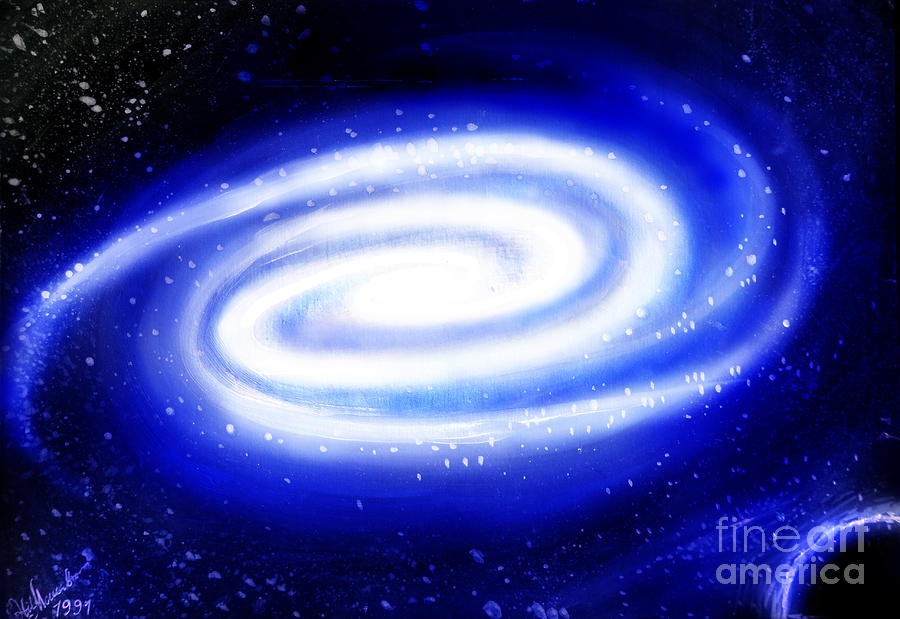 White galaxy, double spiral Painting by Sofia Goldberg - Pixels