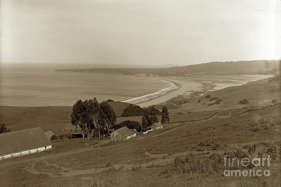 Stinson Beach Photograph -  White Gate Ranch overlooking Stinson Beach Marin County June 4, 1904 by Monterey County Historical Society
