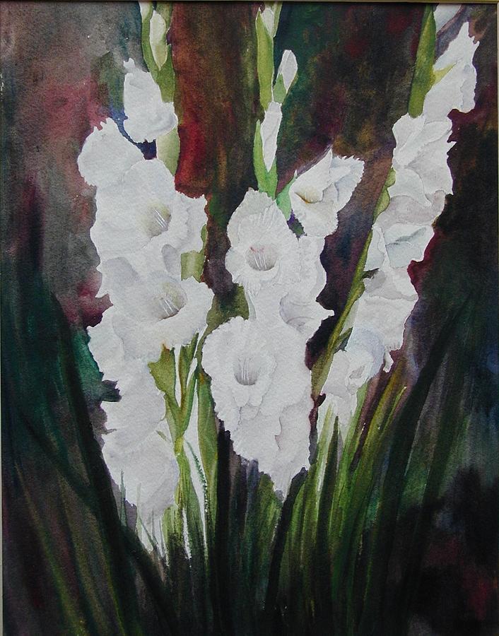 Flower Painting - White Gladiolas by Dwight Williams