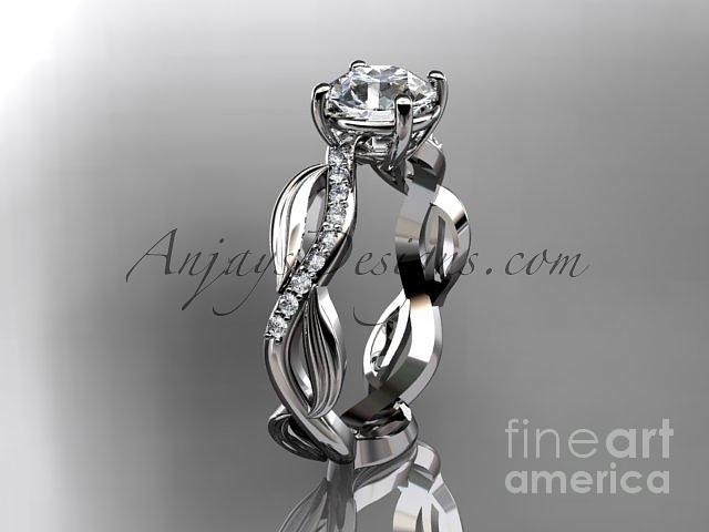 Diamond Engagement Ring Jewelry - white gold diamond leaf and vine wedding ring engagement ring ADLR100A by AnjaysDesigns com