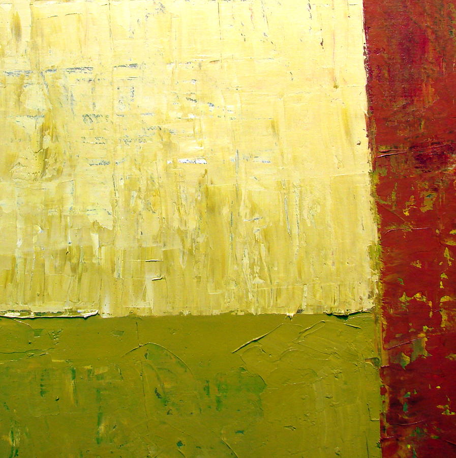 Abstract Painting - White Green and Red by Michelle Calkins