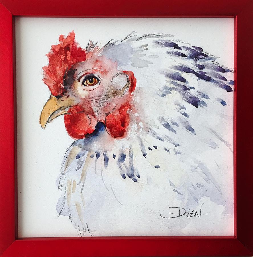 White Hen Painting by Pat Dolan