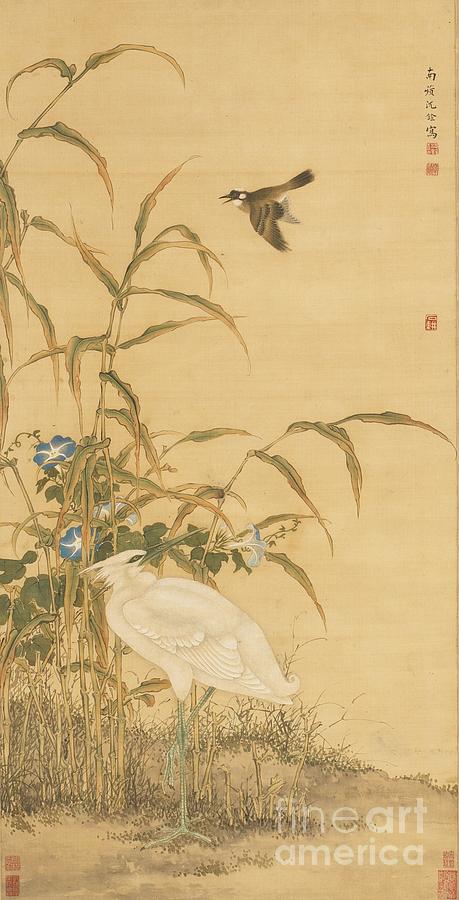 White Heron Painting by Celestial Images