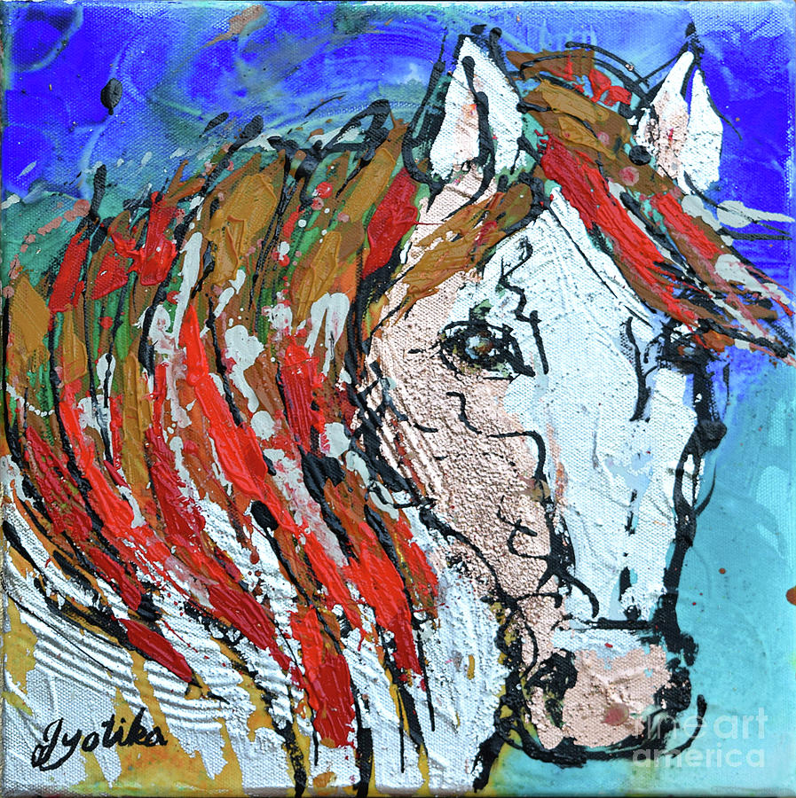 White Horse Painting by Jyotika Shroff