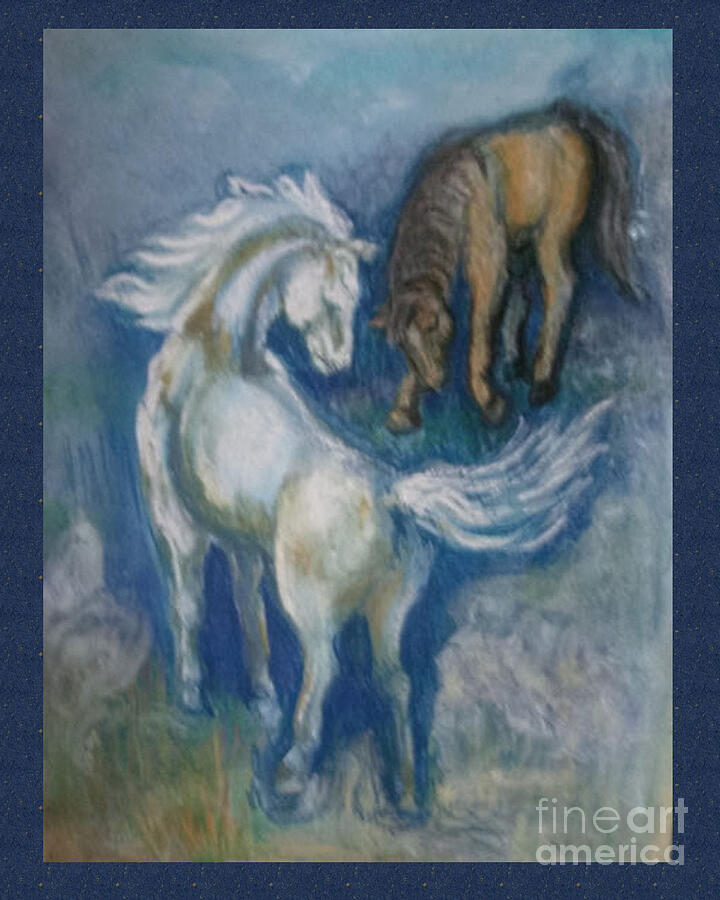 Horse Pastel - White Horse by Karen Falk