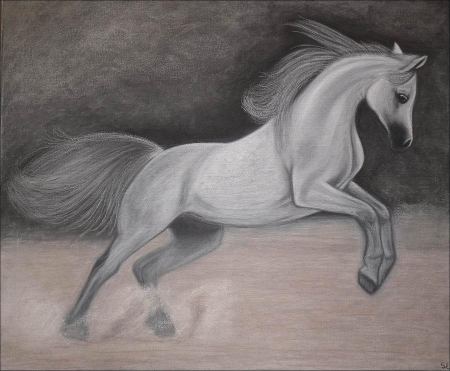 Horse Pastel - White Horse by Silvia Louro