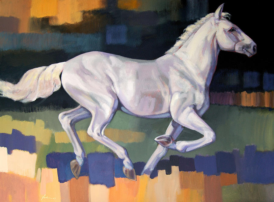 Horse Painting - White Horse2 by Farhan Abouassali