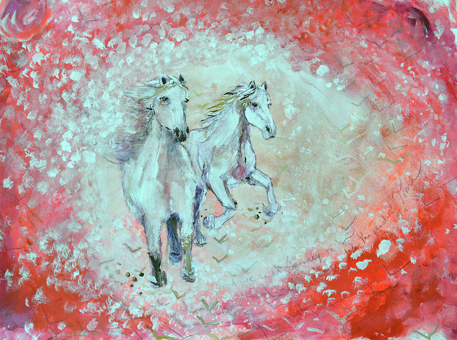 White Horses Journey on Til the Ends of Time Painting by Ashleigh Dyan Bayer