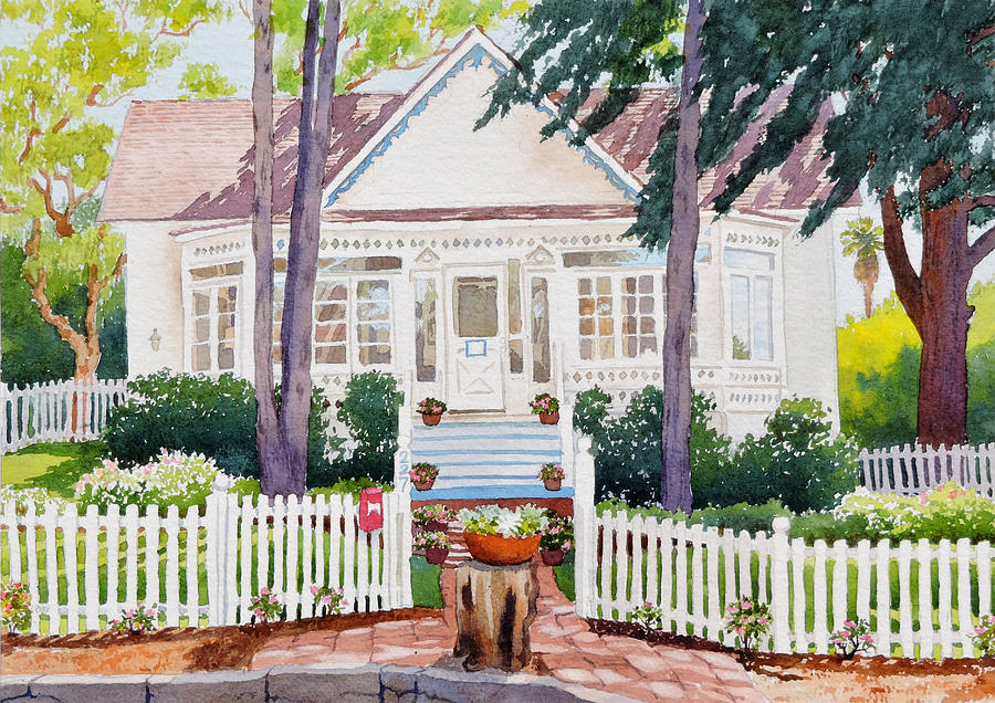 Architecture Painting - White House Del Mar by Mary Helmreich