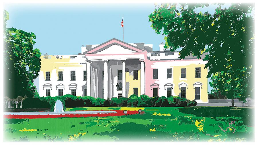 White House, Washington DC Digital Art by Inge Lewis