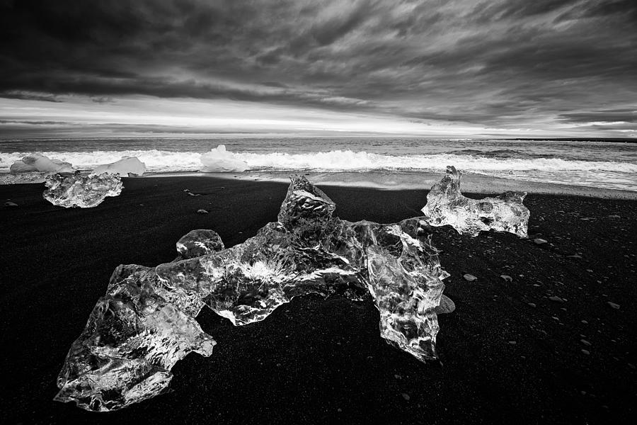 White ice black beach - fascinating Iceland Photograph by Matthias Hauser