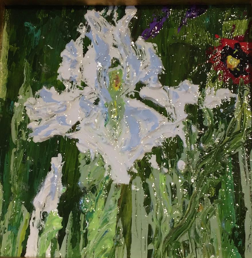 White Iris Painting by Julene Franki