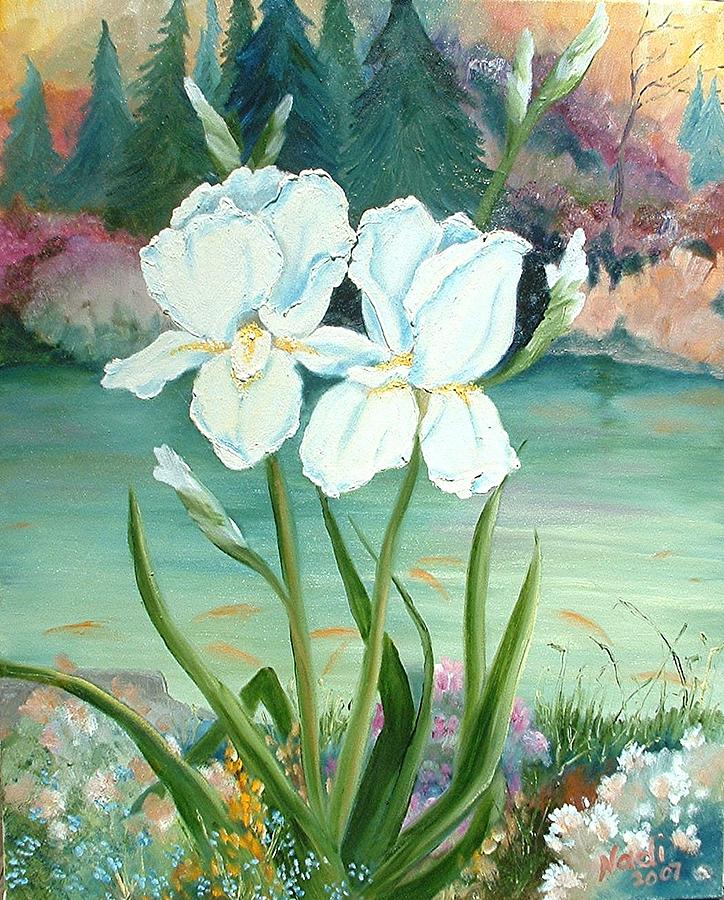 White Iris Love Painting by Renate Wesley