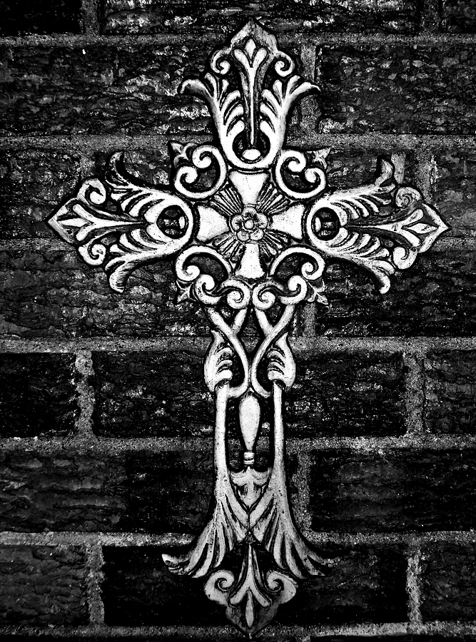 Easter Photograph - White Iron Cross BW by Angelina Tamez