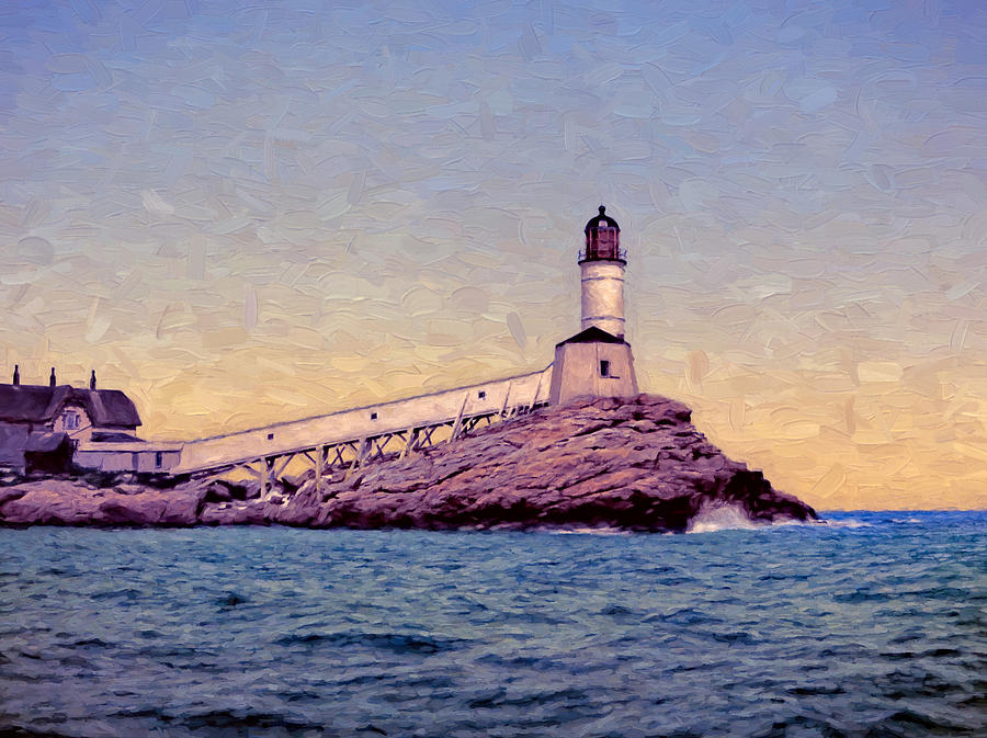 Vintage Painting - White Island Light by John K Woodruff