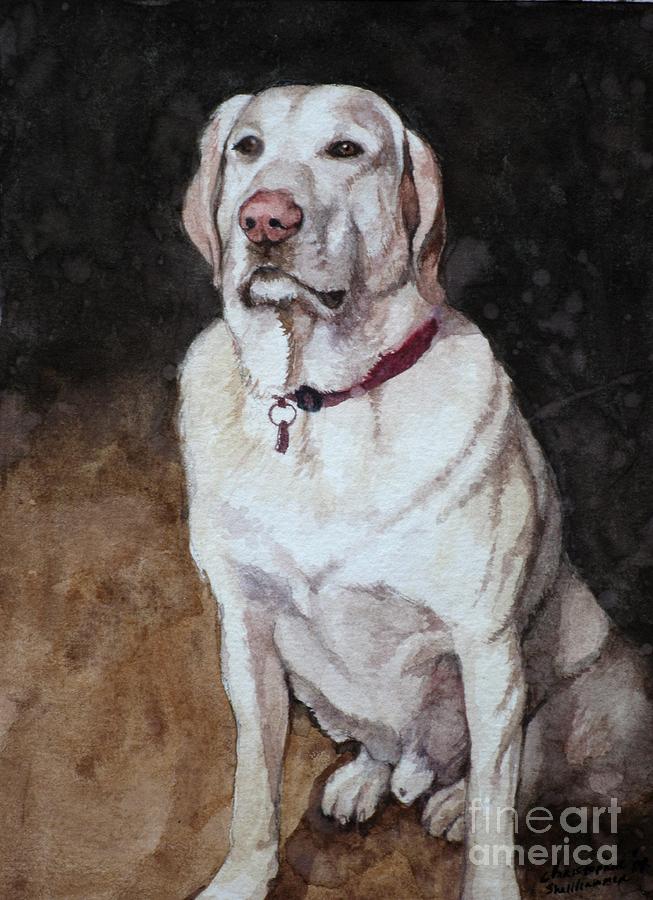 Dog Painting - Yellow Labrador Retriever by Christopher Shellhammer