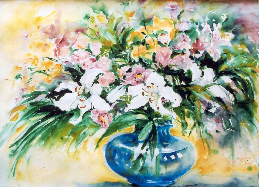 White Lilies Painting by Ingrid Dohm