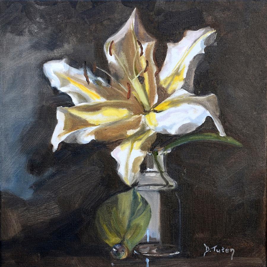 White Lily Painting by Donna Tuten