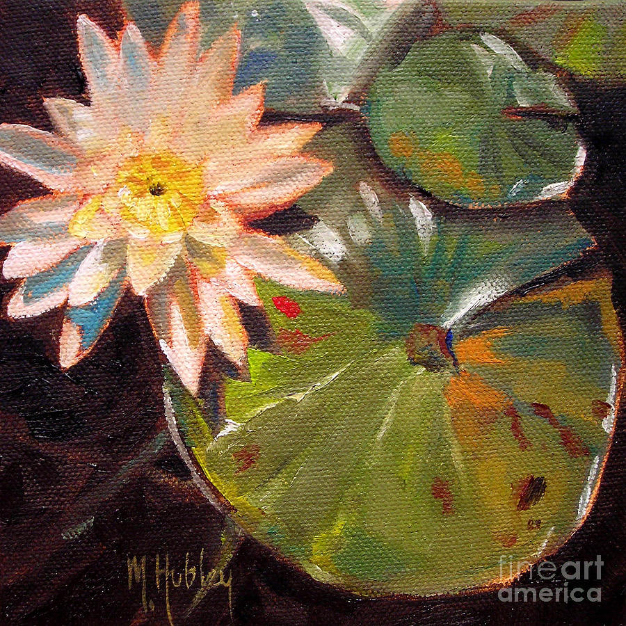 White Lily water flower nature pond Painting by Mary Hubley