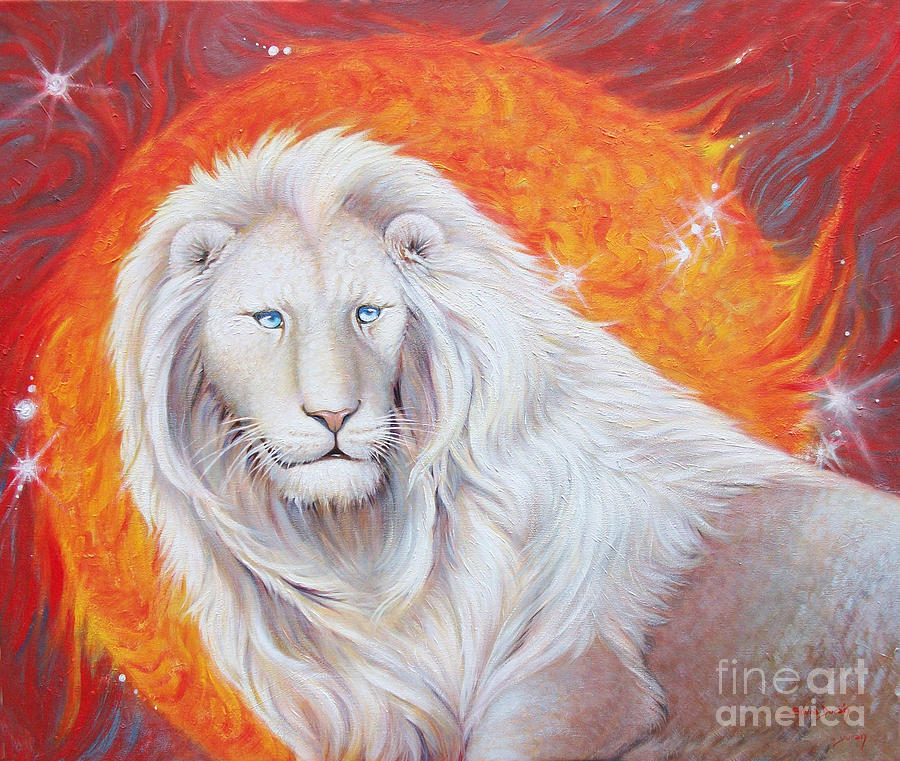 White Lion Sun God Painting by Silvia Duran - Fine Art America