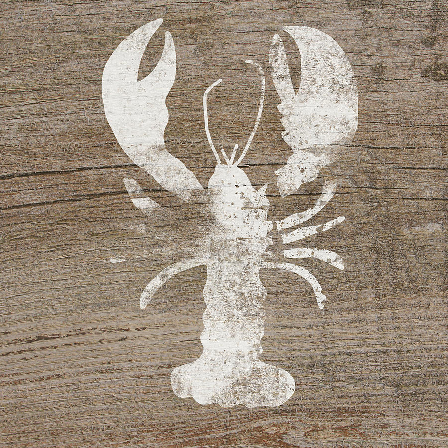 White Lobster On Wood- Art by Linda Woods Mixed Media by Linda Woods